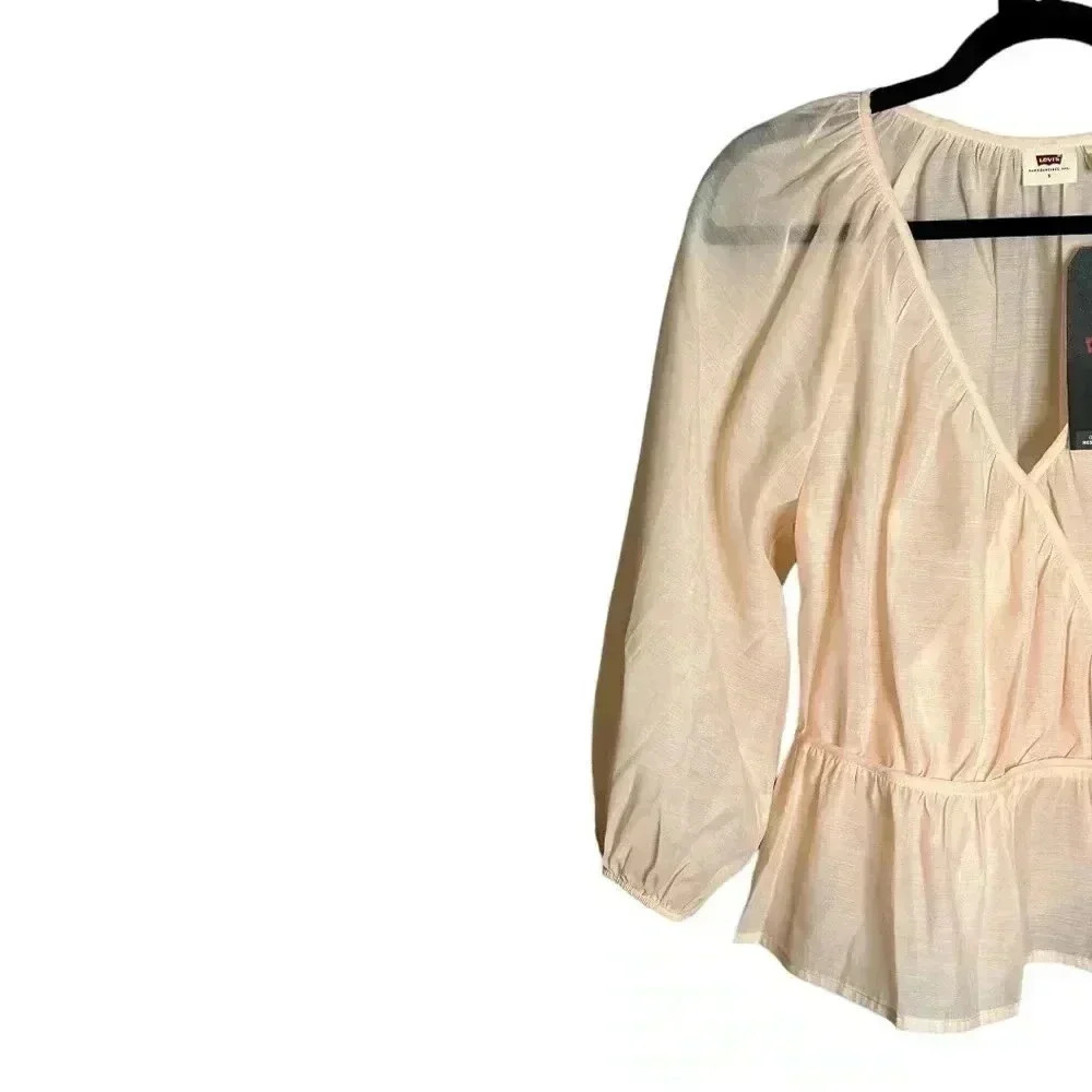 NWT Levi’s DELILAH WRAP PUFF SLEEVE TOP Small - Picture 4 of 8